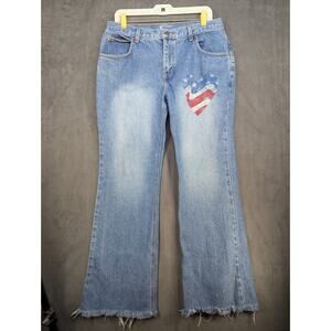 SZ 11/12 Extreme Limit Heart Flag Frayed Jeans 33x30.5
